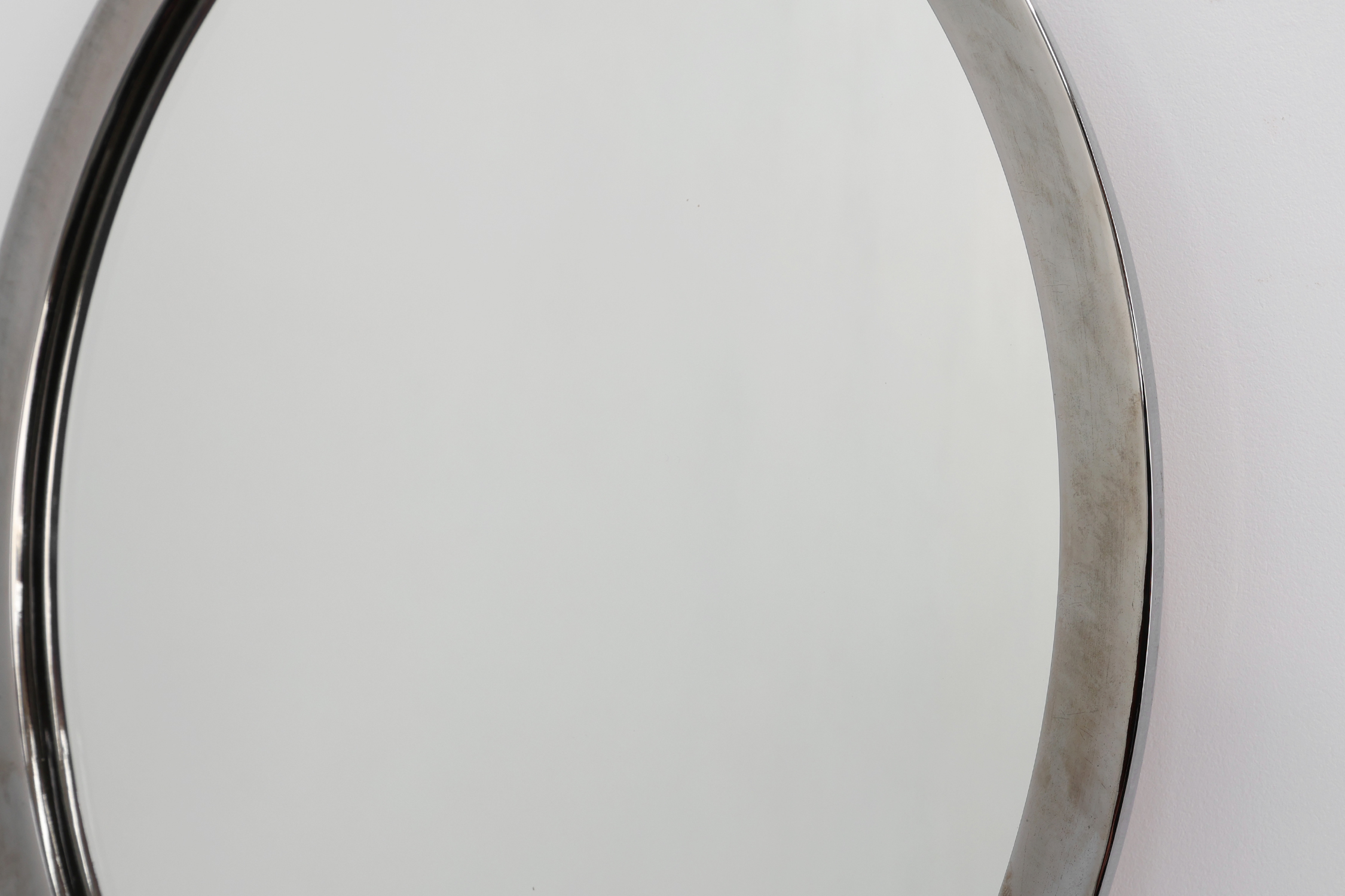 Art Deco Chrome Oval Wall Mirror, Belgium ca. 1920thumbnail